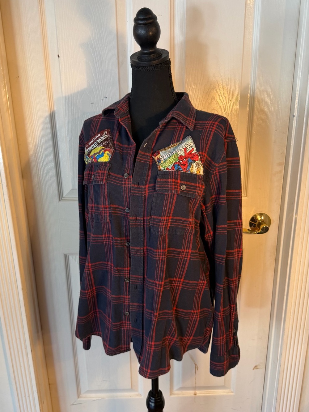 Old Navy Navy and Red Plaid Flannel Shirt